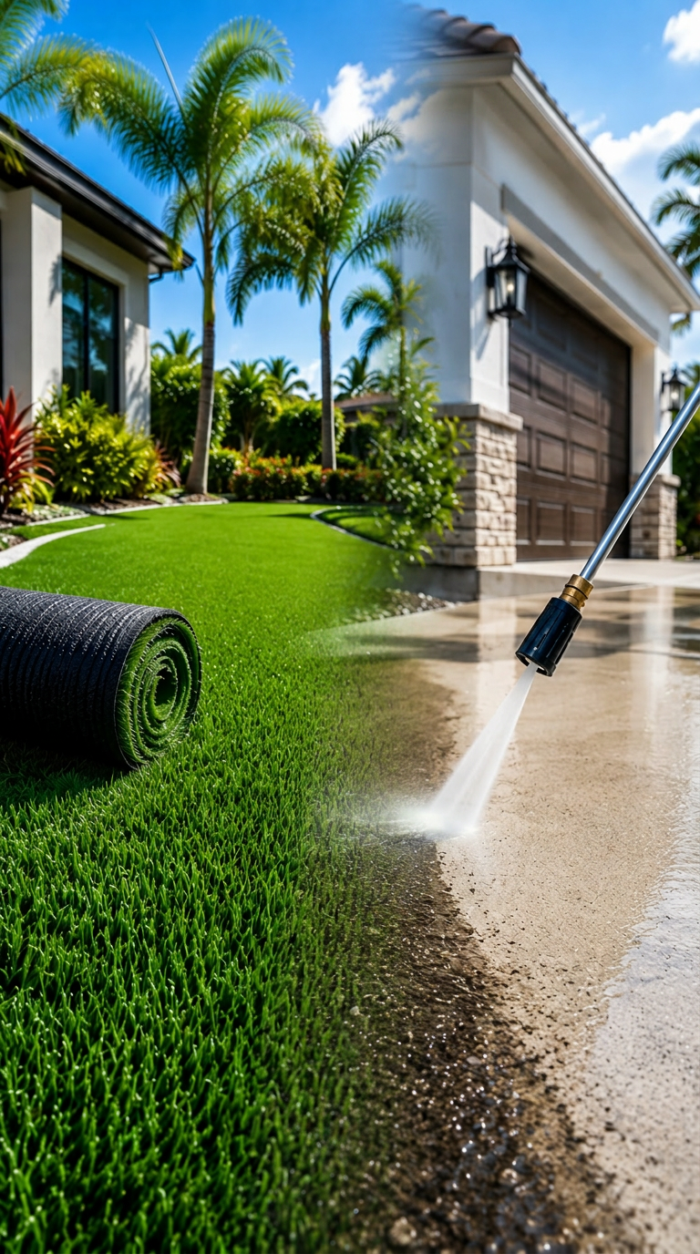 Artificial turf installation and pressure washing in Bradenton–Sarasota